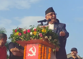 एमालेले भृकुटीमण्डपमा अन्तिम चुनावी आमसभा गर्दै
