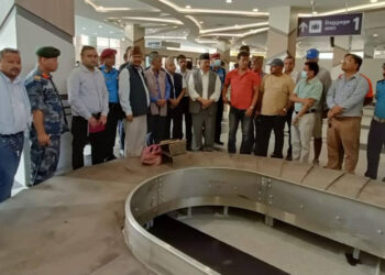 गृहमन्त्री  बालकृष्ण खाणद्वारा गौतमबुद्ध अन्तर्राष्ट्रिय विमानस्थलको निरीक्षण