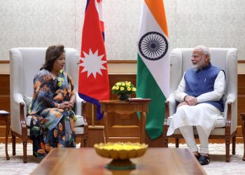 भारतीय प्रधानमन्त्री नरेन्द्र मोदीसँग परराष्ट्रमन्त्री आरजू राणाद्वारा भेटवार्ता